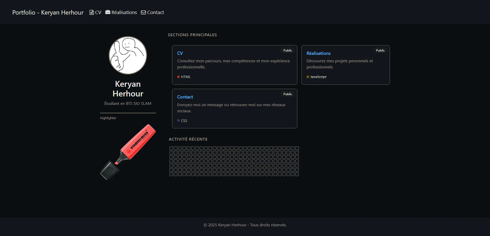 Ancien portfolio — accueil